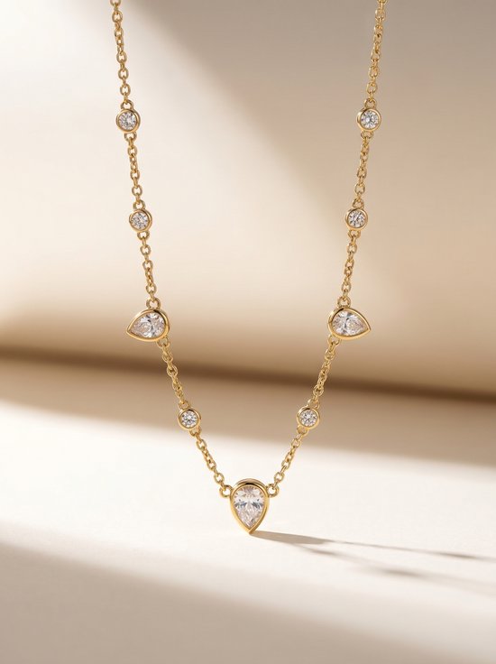 Lundholm Serena ketting goudkleurig gold pvd plated verstelbaar 45 cm