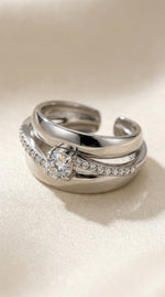 Lundholm Silja verstelbare ring met zirkonia zilverkleurig, detail