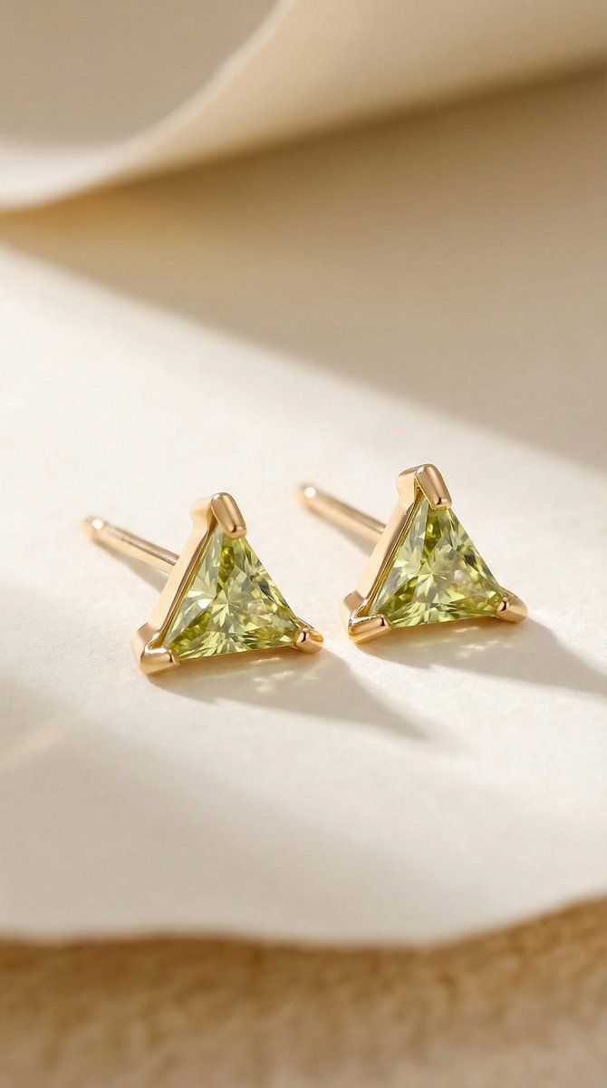 Lundholm Grace oorknopjes Augustus Birthstone peridoot — lichtgroen geboortesteen oorbellen goud