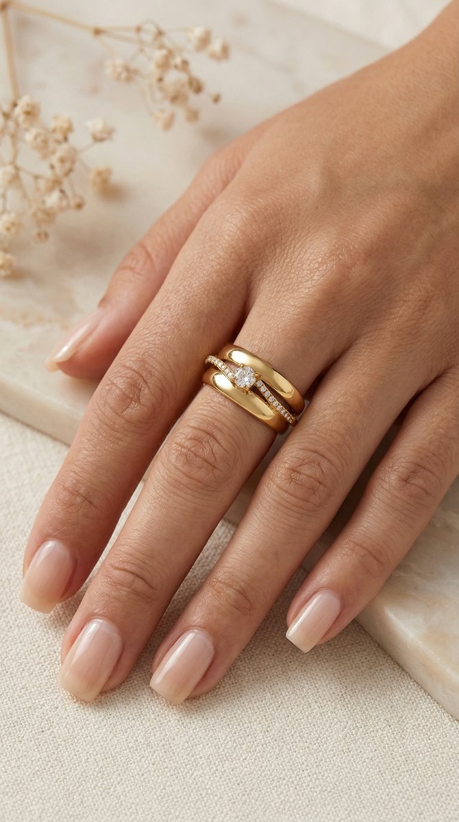 Lundholm Silja ring goudkleurig om de vinger