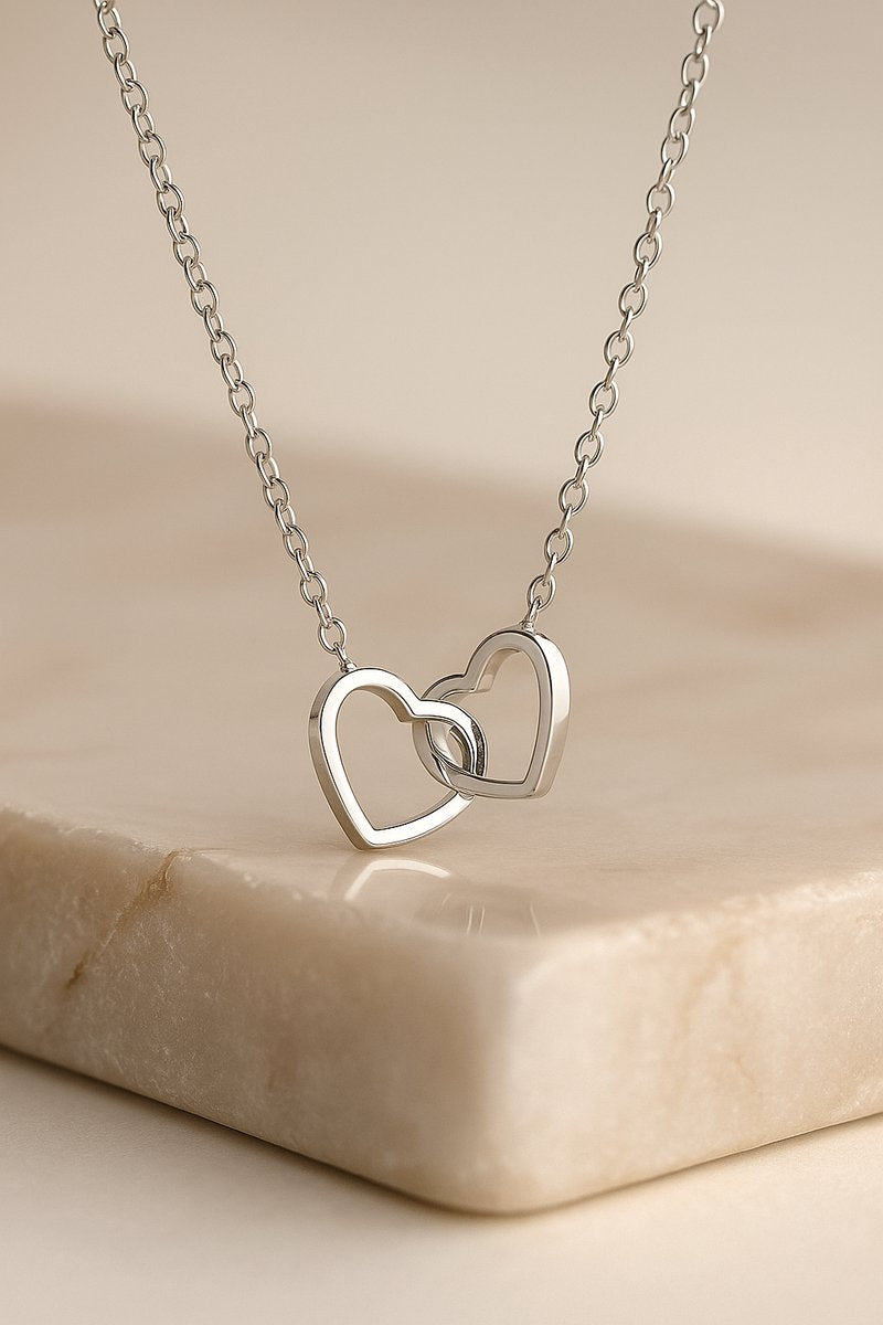 Lundholm Luxe Ketting Dames Goudkleurig / Zilverkleurig Waterproof Hartjes Hanger – Premium Stainless Steel - 50 cm