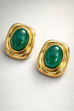 Lundholm Cleo Vintage oorbellen goud met groene natuursteen — luxe vintage oorstekers damessieraad