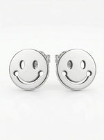 Lundholm Kaya smiley oorknopjes zilver — stainless steel PVD silver plated studs damessieraad
