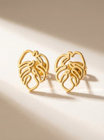 Lundholm Tropisk tropical flower oorknopjes goud — stainless steel PVD gold plated studs damessieraad