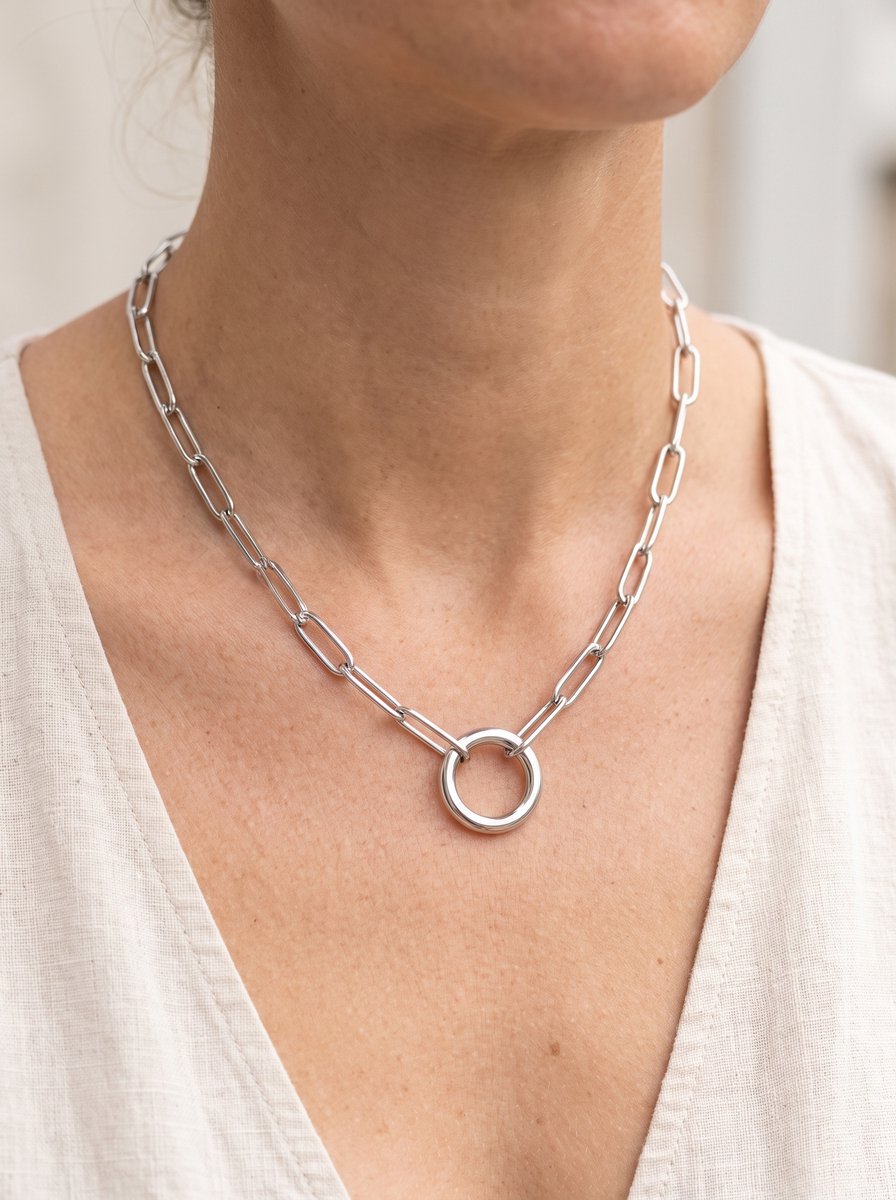 Lundholm Elva – Paperclip Schakelketting Dames – Zilver