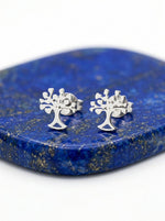 Lundholm Franca levensboom oorknopjes zilver — betekenisvol tree of life stainless steel oorknopjes