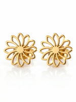 Lundholm Aya bloem oorknopjes goud — stainless steel elegante bloem studs damessieraad