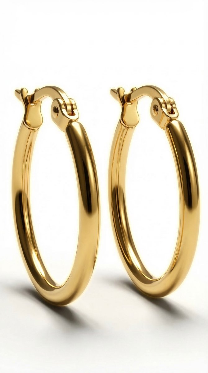 Lundholm Eefje kleine hoops goud 2 cm — productfoto witte achtergrond verguld