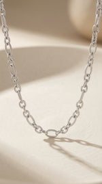 Lundholm My Suvi Serie schakel ketting dames zilverkleurig 41.5cm met grote en kleine schakels productfoto - waterproof premium stainless steel sieraden cadeau vrouw moederdag verjaardag Scandinavisch Design