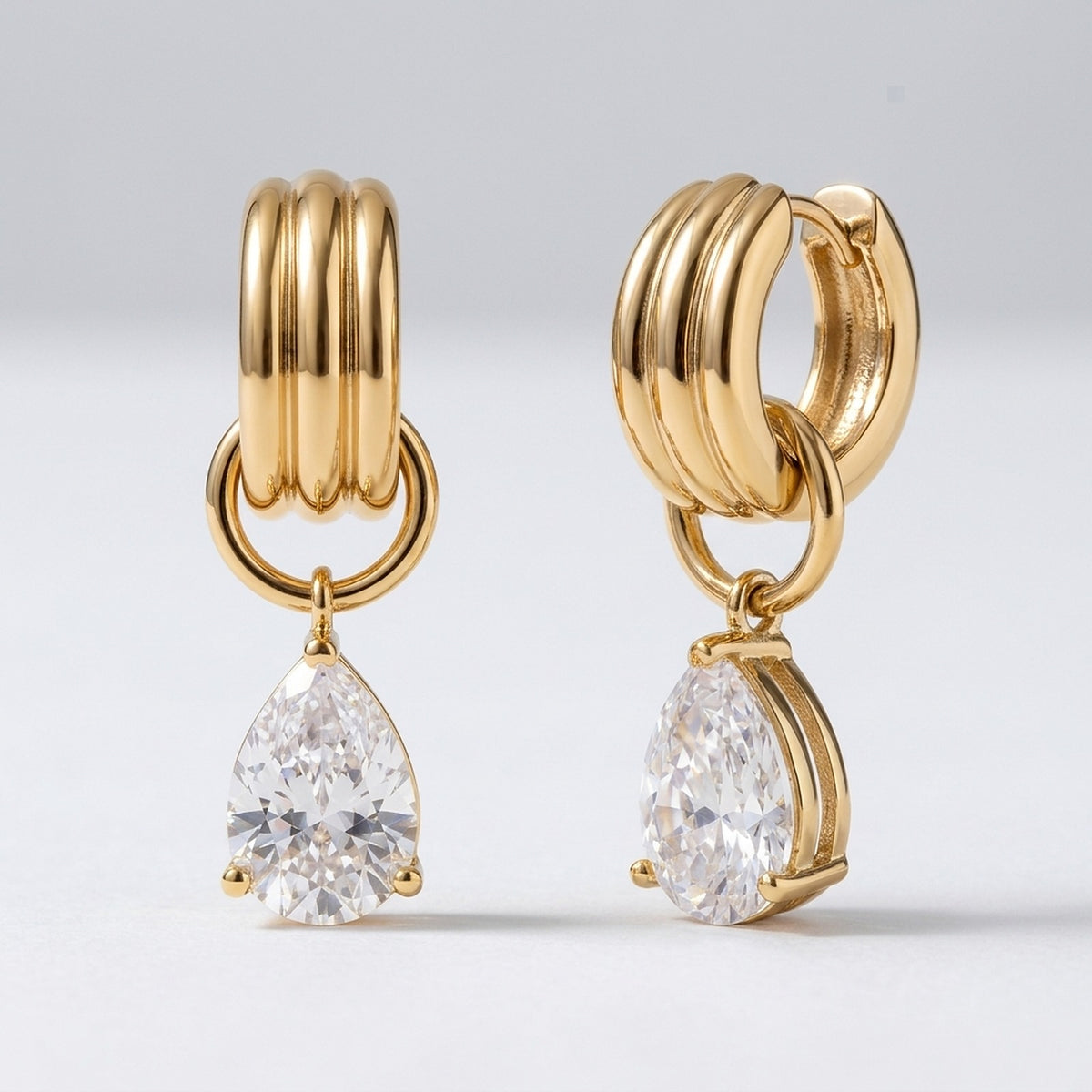 Nora – Bridal Earrings with Cubic Zirconia – Gold-Tone