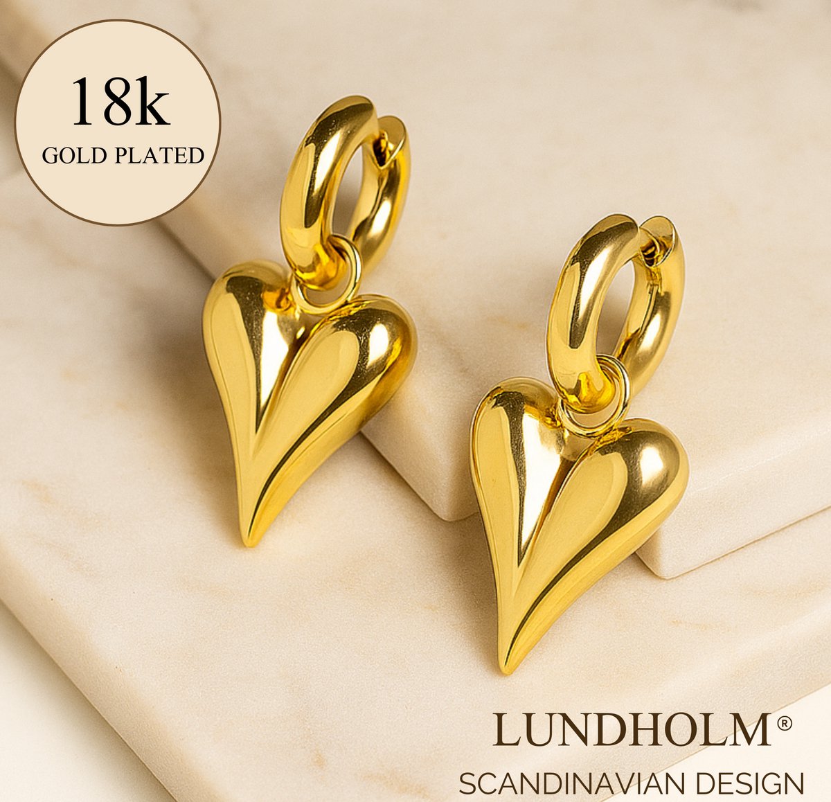 Vergulde Luxe Oorbellen Dames Goudkleurig - Allergievrij Hartje Oorhangers hart - Premium Stainless Steel Waterproof