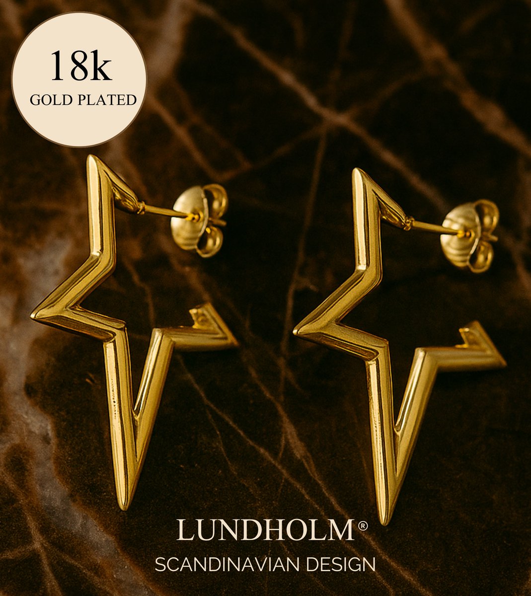 Luxe Oorbellen Dames Goudkleurig Ster - Hypoallergeen & Waterproof - Premium Stainless Steel