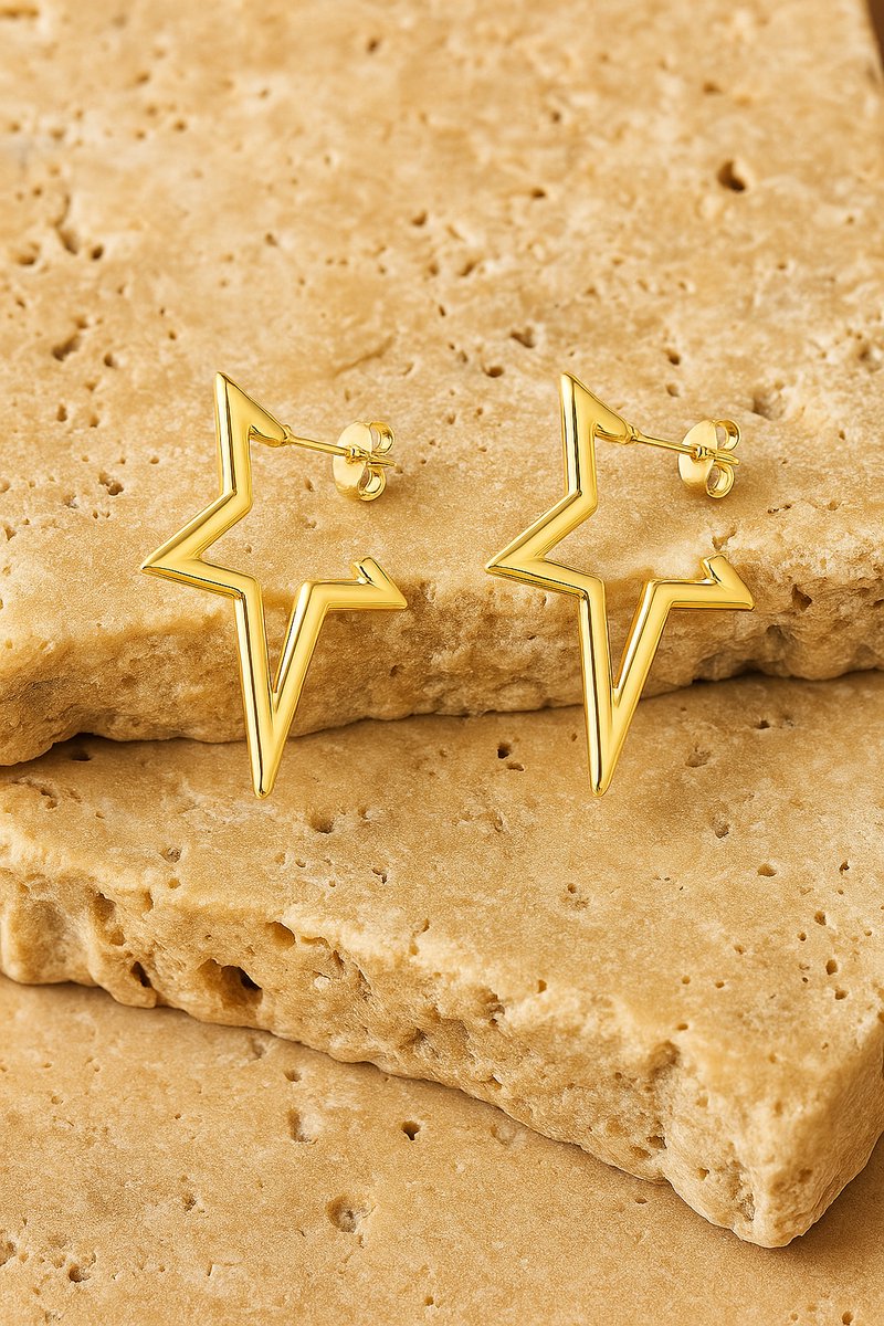 Luxe Oorbellen Dames Goudkleurig Ster - Hypoallergeen & Waterproof - Premium Stainless Steel