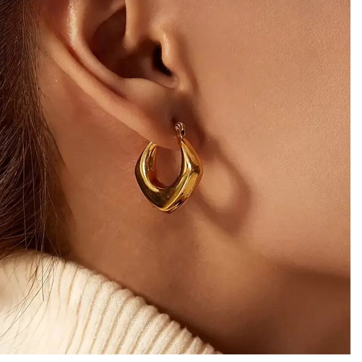 Chunky Oorbellen Vergulde Premium Stainless Steel Allergievrij, Water resistant - Goudkleurige Oorbellen Groot