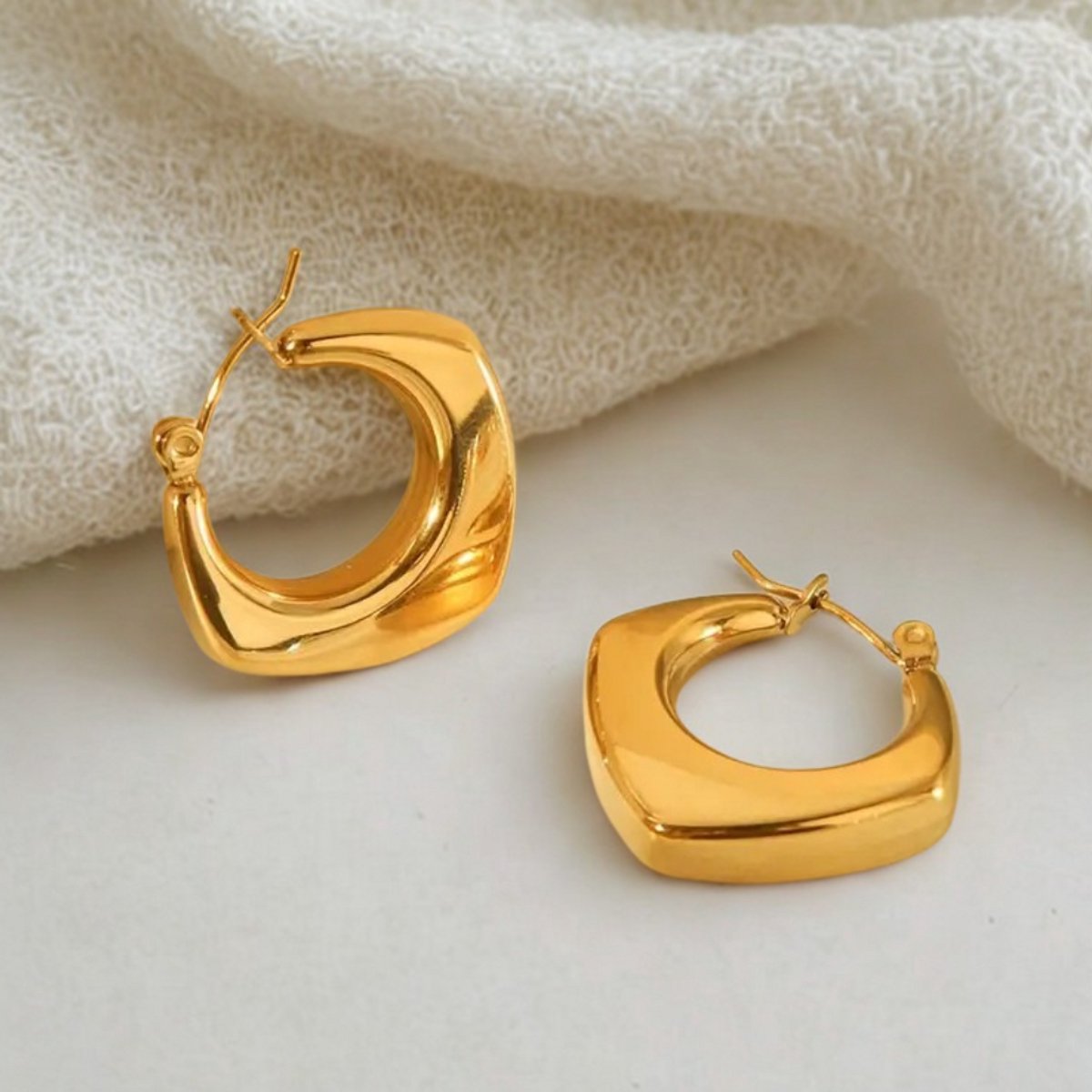 Chunky Oorbellen Vergulde Premium Stainless Steel Allergievrij, Water resistant - Goudkleurige Oorbellen Groot