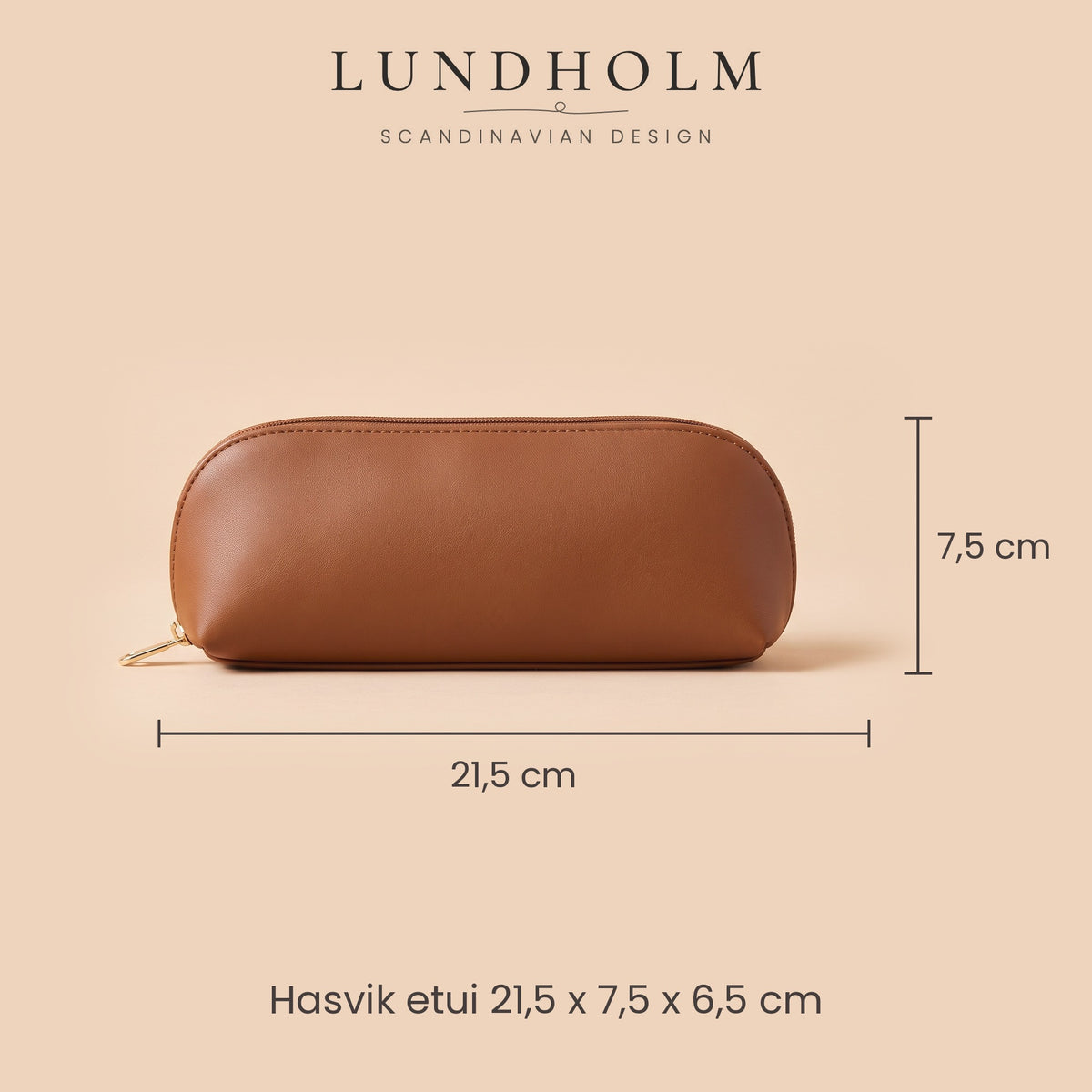 Lundholm Hasvik luxe etui cognac – afmetingen 21,5 x 7,5 x 6,5 cm