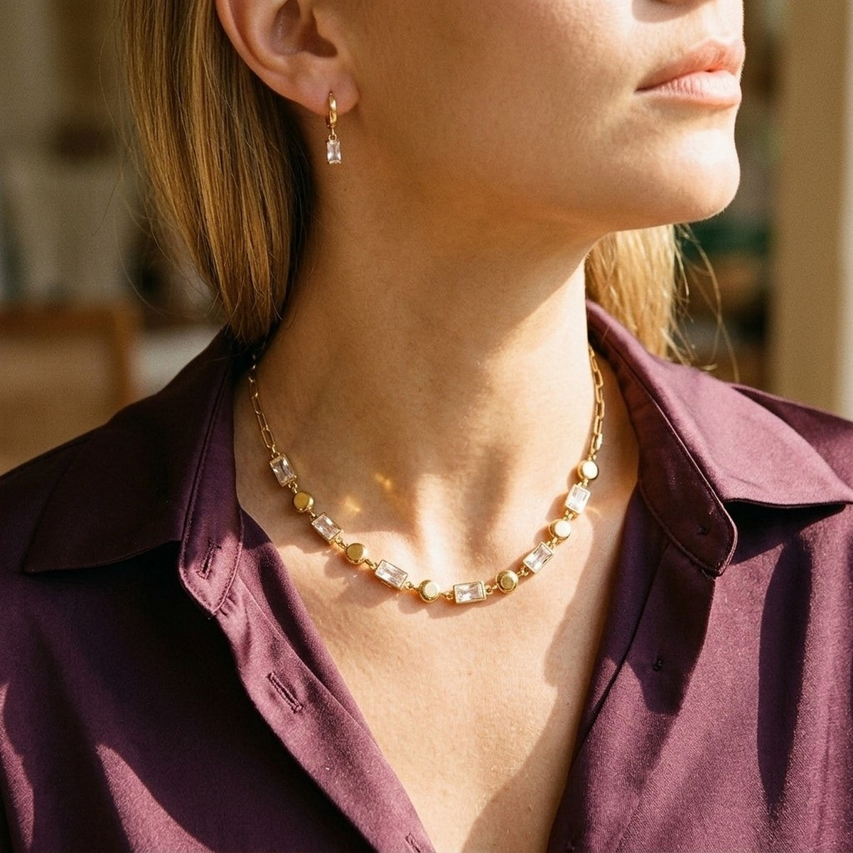 Kate – Dreiteiliges Schmuckset mit Zirkonia – Goldfarben