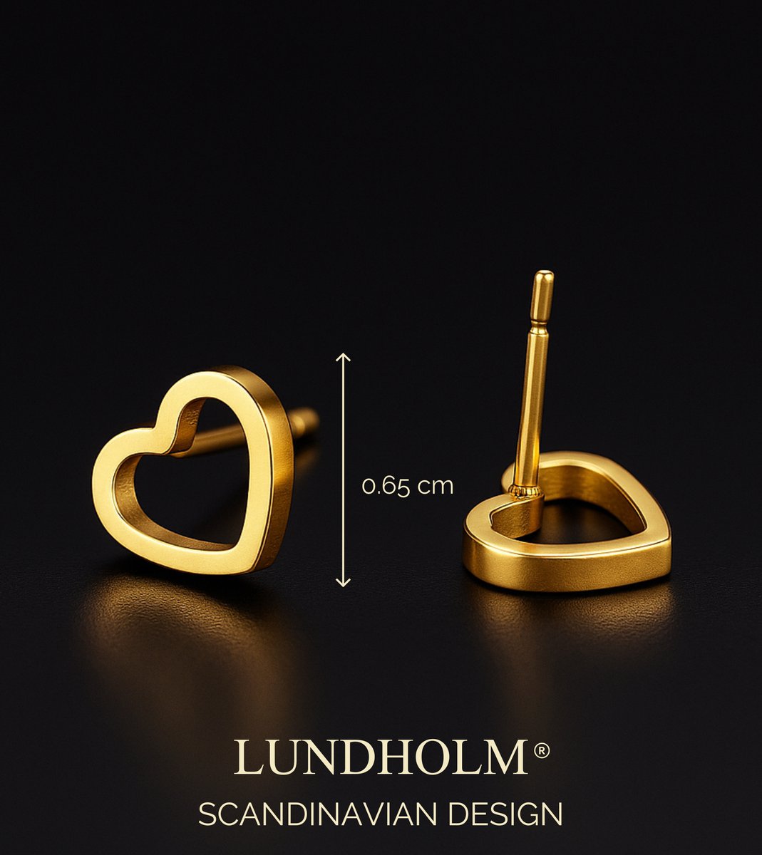 Lundholm Kleine Oorknopjes Dames Goudkleurig Hart - Premium Stainless Steel - Verguld - Subtiele Hartjes Oorbellen (0.75 x 0.65 cm) - Luxe Geschenkverpakking