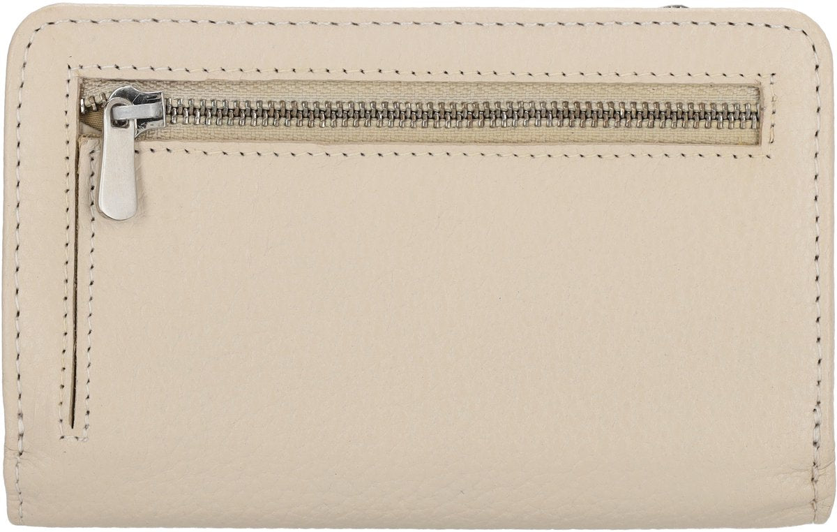 Lundholm Leren Dames Portemonnee Beige RFID anti-skim bescherming – Hoogwaardig Rundleer – Compacte Portefeuille Dames Creme – Vrouwen cadeautjes tip kerst – Scandinavisch Design
