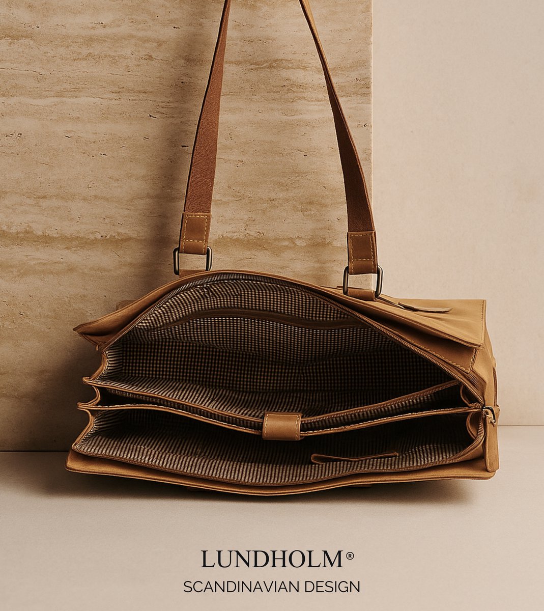 Lundholm Luxe Leren Laptoptas Dames – Bruin – Luxe Tote Bag van Echt Leer – 15.6 inch Laptopvak – Stijlvolle Werktas Vrouwen – Duurzaam & Professioneel – Premium Kwaliteit
