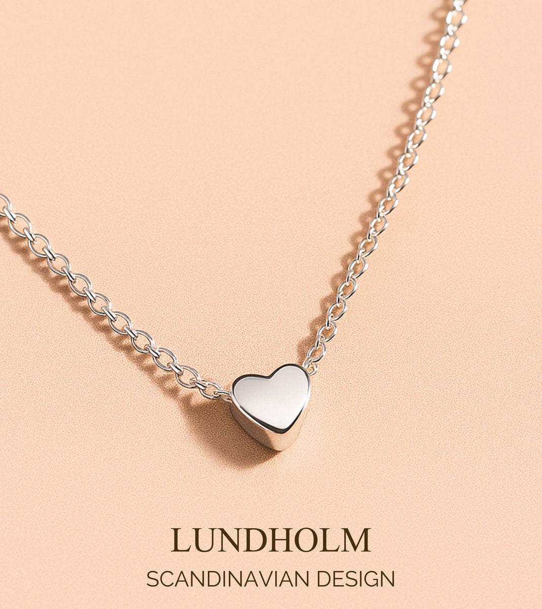 Lundholm Luxe Ketting Dames Goudkleurig of Zilverkleurige Hartjes Hanger – Premium Stainless Steel Gold Plated – 50 cm – Scandinavisch Design – Cadeau voor Vrouw