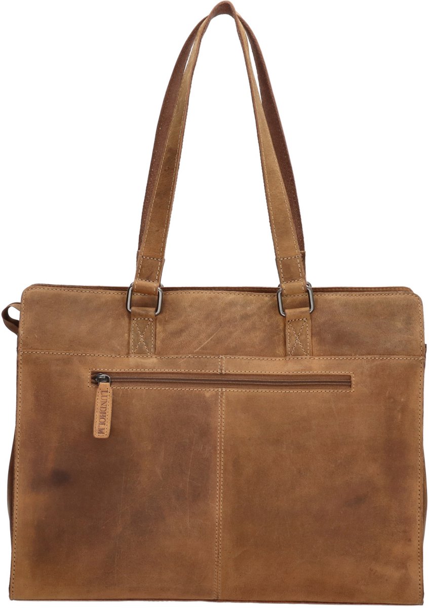 Lundholm Luxe Leren Laptoptas Dames – Bruin – Luxe Tote Bag van Echt Leer – 15.6 inch Laptopvak – Stijlvolle Werktas Vrouwen – Duurzaam & Professioneel – Premium Kwaliteit
