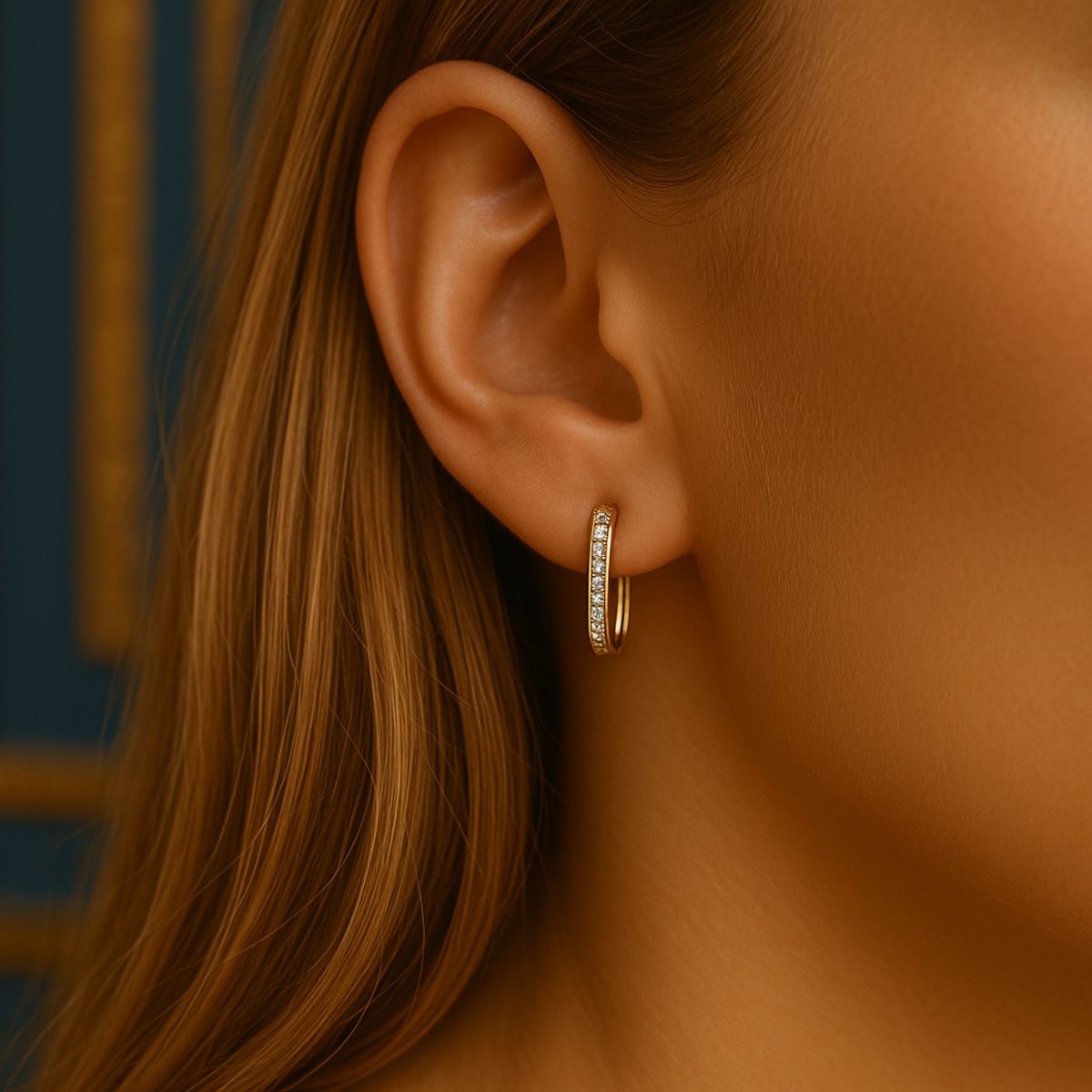 Luxe Rechthoekige Zirkonia Oorbellen Goudkleurig (2 x 1.3 cm) – Premium Stainless Steel, Verguld met Zirkonia