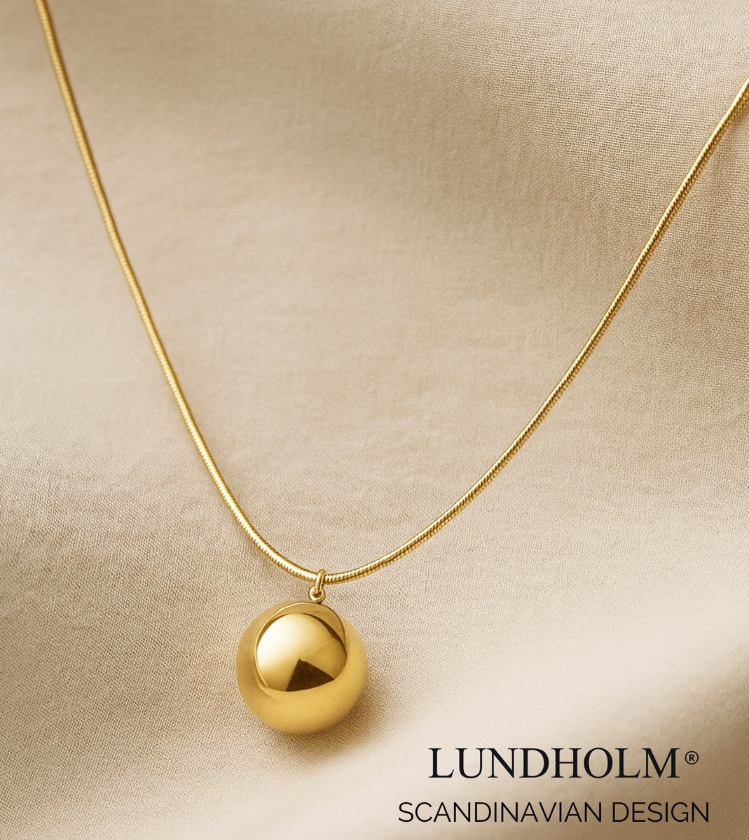 Lundholm Luxe Zwangerschapsketting – Premium Stainless Steel Gold Plated – Bola Ketting met Rustgevend Geluid – 80 cm + 7 cm Verstelbaar – Waterproof & Hypoallergeen – Inclusief Luxe Geschenkverpakking - Babyshower Cadeau Tip
