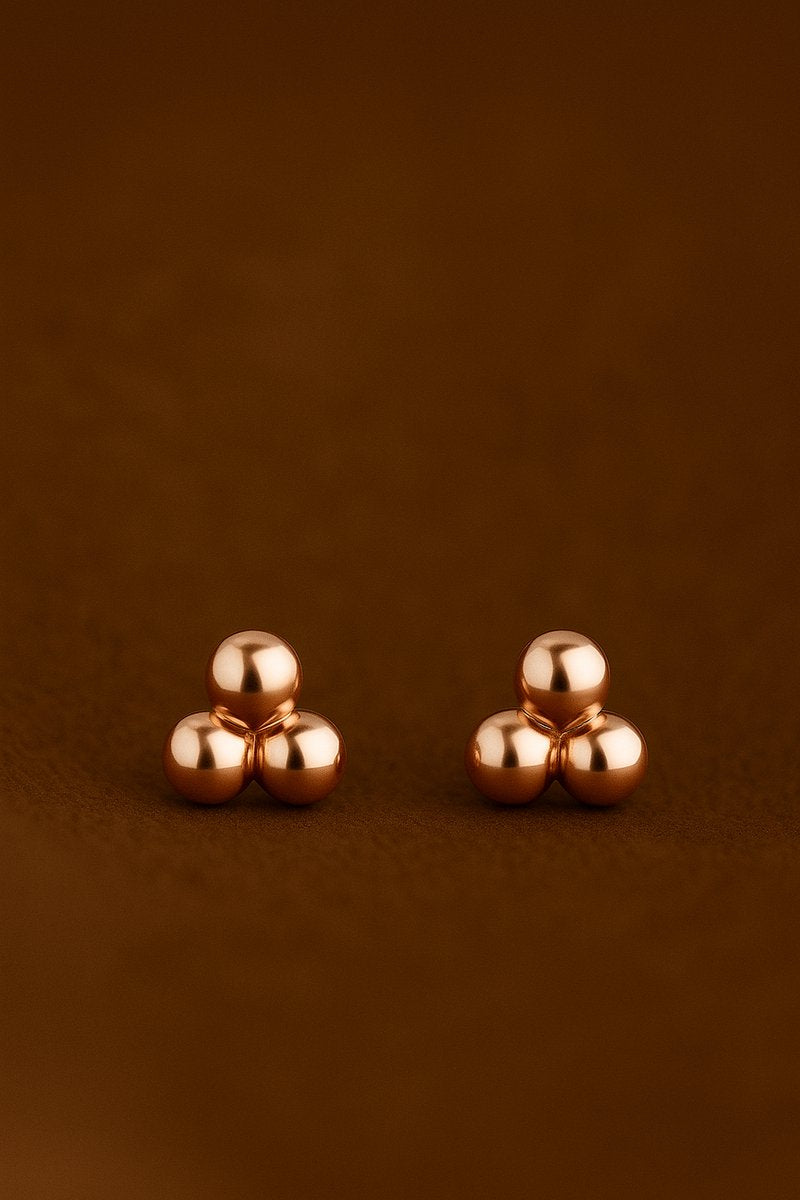 Lundholm Luxe 925 Sterling Zilver Studs Oorbellen 3 bolletjes Design - Oorknopjes Rose Goud - Vrouwen cadeautjes tip - Scandinavisch Design