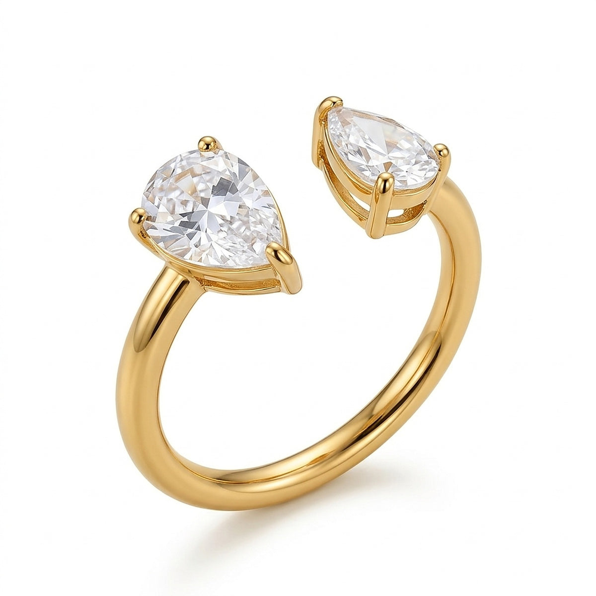 Noé – Verstellbarer offener Ring mit Zirkonia – Goldfarben