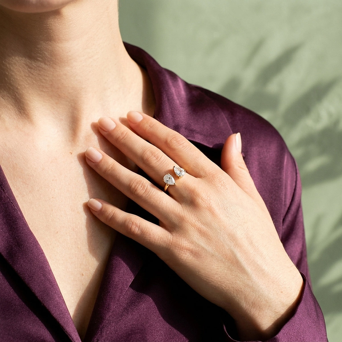 Noé – Verstellbarer offener Ring mit Zirkonia – Goldfarben