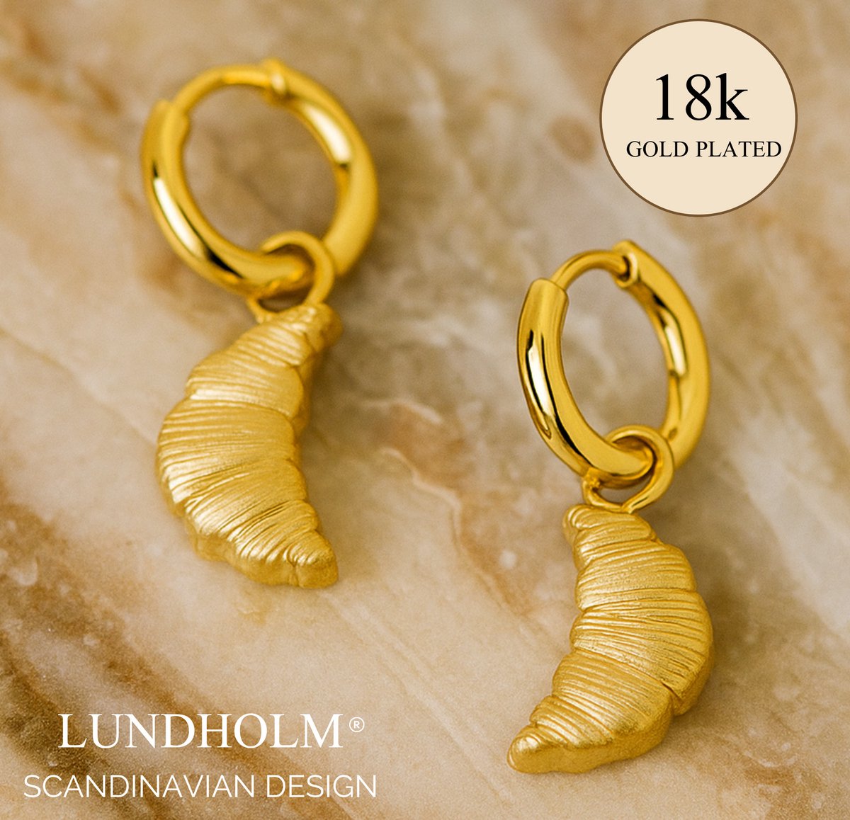 Oorhangers Dames Goudkleurig – Premium Stainless Steel Verguld – Oorbellen met Croissant Bedels – Waterproof & Hypoallergeen