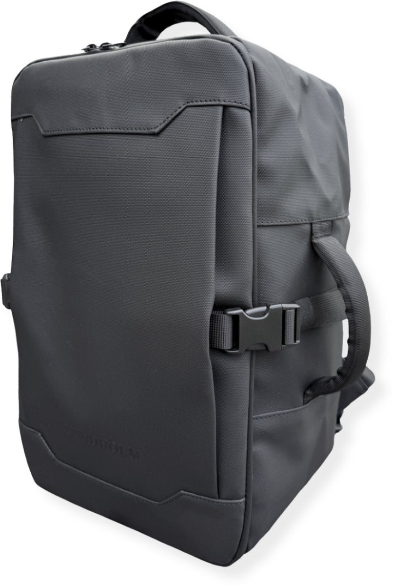 Lundholm Rugzak Underseater 40x30x20 - Rugtas Travel Laptoptas 15.6 inch met TSA slot - Reizen Handbagage Koffer als Rugtas - Maximale Inhoud - Cabin Approved - Scandinavisch Design Zwart