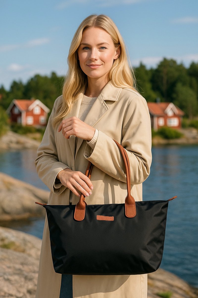 Shopper Dames Handtas dames Tote Bag Zwart - Shopper dames met rits - Danviken Serie - Zwart