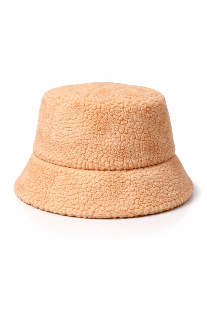 Lundholm Bucket Hat Teddy Camel - Muts Dames Bruin - Wintermuts Dames one size - Warme Muts Teddy Stof - Scandinavisch Design