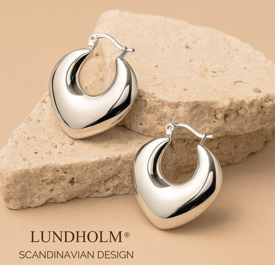 Lundholm Chunky Oorringen Dames Zilver kleurig Oorbellen Groot – Premium Stainless Steel – Elegante Statement Hoops Oorbellen Sieraad Cadeau (2.5 cm) – Luxe Cadeau voor Haar – Geschenkverpakking