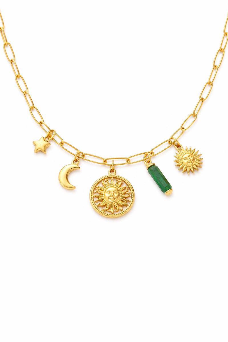 Lundholm Ketting Dames Bedels Goud kleurig – Premium Stainless Steel Jewellery Gold Plated – Bedelketting / Charm Ketting (39 cm + verlengstuk) My Tovi Ketting – Luxe Geschenkverpakking – Cadeau voor Haar