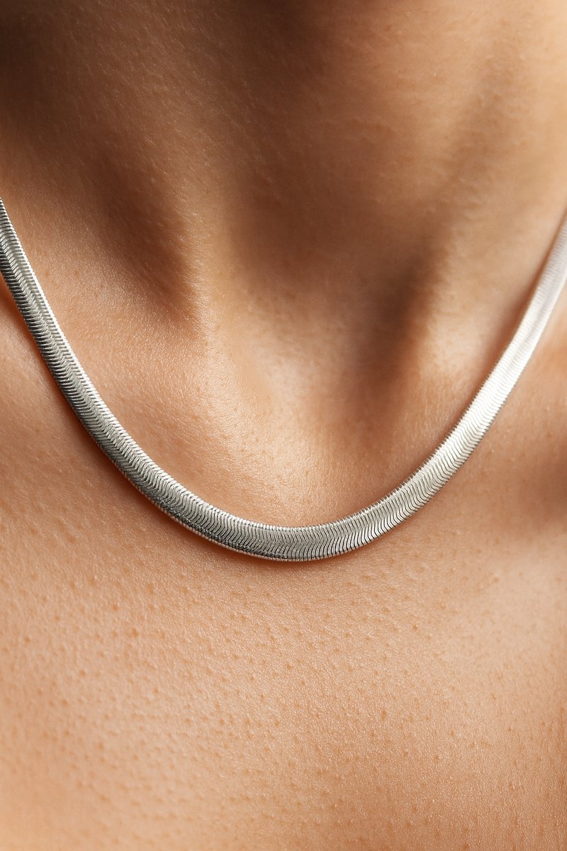 Lundholm Ketting Dames Zilver Kleurig Jewellery – Premium Stainless Steel – Zilverkleurige Gevlochten Ketting 8 mm (50 + 5 cm) – My Elsa Serie