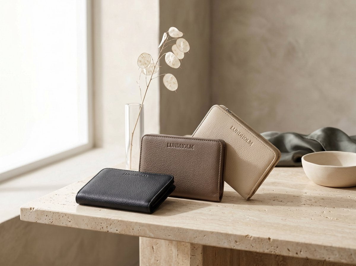 Lundholm Leren Dames Portemonnee RFID anti-skim bescherming – Taupe – Hoogwaardig Rundleer – Compact & Elegant – Luxe Compacte Portefeuille Dames – Byske Serie - Scandinavisch Design