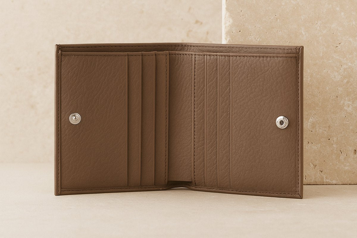 Lundholm Leren Dames Portemonnee – Taupe – Byske Serie – Klein, Elegant & RFID-Beschermd – 9 Pasjes, Kleingeld & Briefgeld – Premium Rundleer – Scandinavisch Design