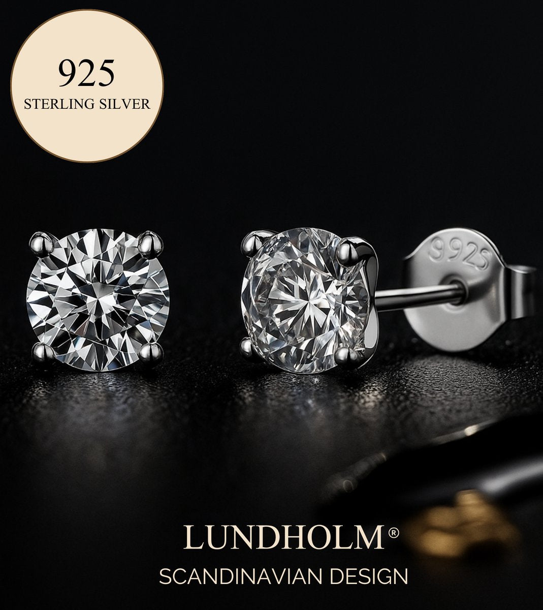 Lundholm Oorknopjes Dames – 925 Sterling Zilver Oorbellen – Luxe Studs met Zirkonia Steen