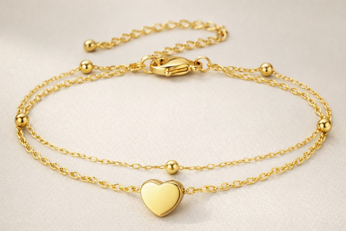 Lundholm Luxe Armband Dames Goudkleurig / Zilverkleurig - Premium Stainless Steel Jewellery - Bedel Armband - My Uppsala Serie - Cadeau voor Haar - Scandinavisch Design