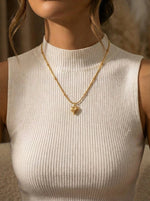 Lundholm Luxe Ketting Dames met hartje hanger goudkleurig goud verguld - My Lovez Serie waterproof stainless steel sieraad 40 cm Scandinavisch design