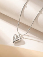 Lundholm Luxe Ketting Dames met hartje hanger zilverkleurig - My Lovez Serie waterproof stainless steel sieraad 40 cm Scandinavisch design