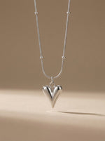 Lundholm Luxe Ketting Dames met hartje hanger zilverkleurig - My Lovez Serie waterproof stainless steel sieraad 40 cm Scandinavisch design