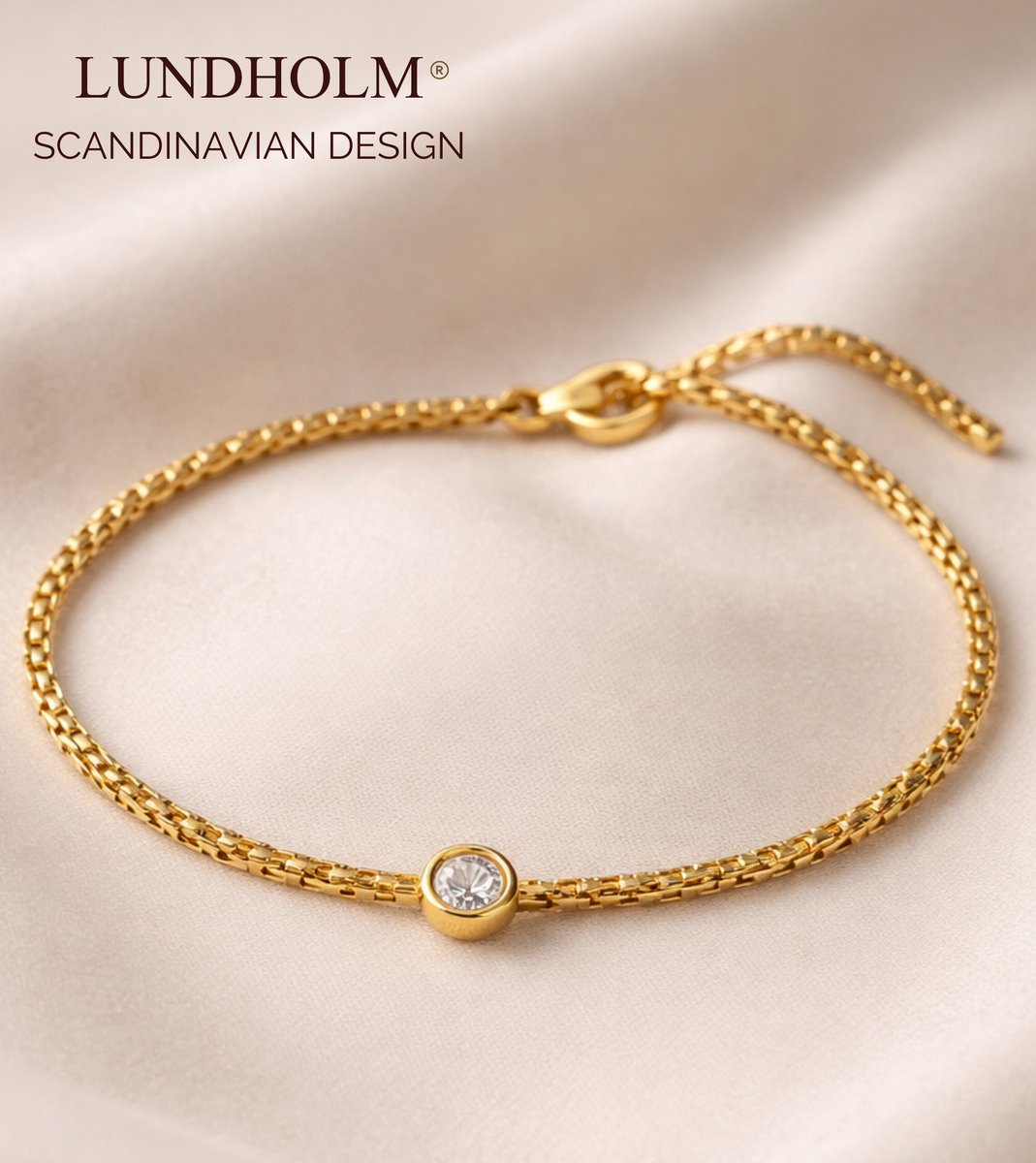 Lundholm Luxe Premium Stainless Steel Jewellery Armband Dames Minimalistisch met Zirkonia - Vrouwen Cadeautjes tip My Anah Serie - Scandinavisch Design