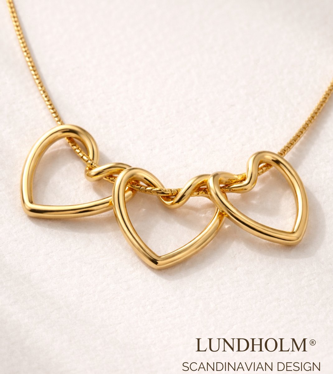 Lundholm Luxe Premium Stainless Steel Jewellery Ketting Dames Hartjes