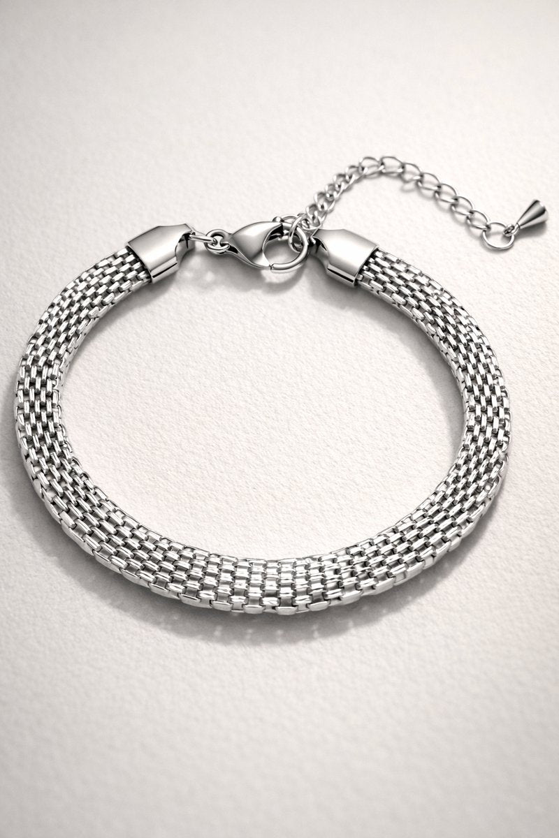 Lundholm Luxe Premium Stainless Steel Jewellery Zilver Kleurige Armband Dames Minimalistisch Schakel - Vrouwen Cadeautjes Cadeau My - Scandinavisch Design