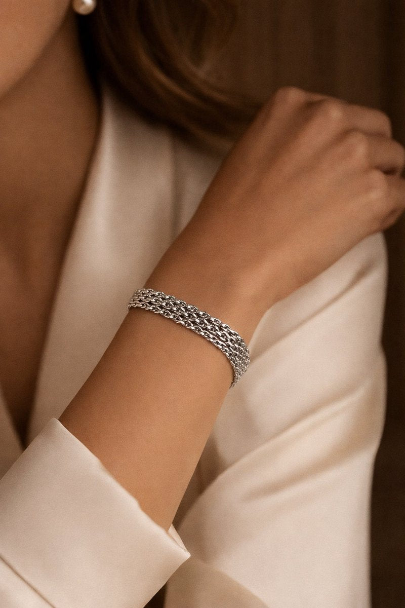 Lundholm Luxe Premium Stainless Steel Jewellery Zilver Kleurige Armband Dames Minimalistisch Schakel - Vrouwen Cadeautjes Cadeau My - Scandinavisch Design