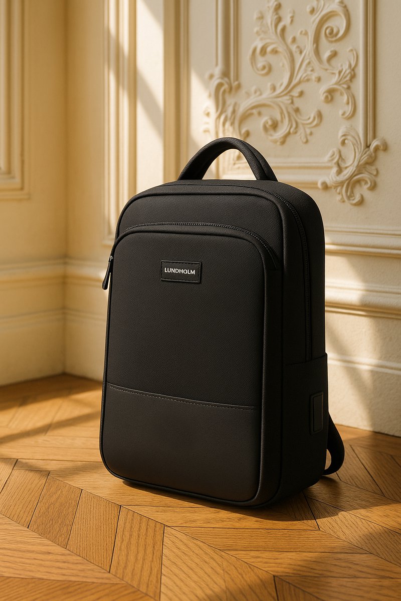 Lundholm Luxe Rugtas laptoptas 22L - 15,6 Inch - Laptop Rugzak Heren Laptoptas Schooltas - Werktas Laptoptas 15.6 inch - Tas - Scandinavisch Design - Diep Zwart